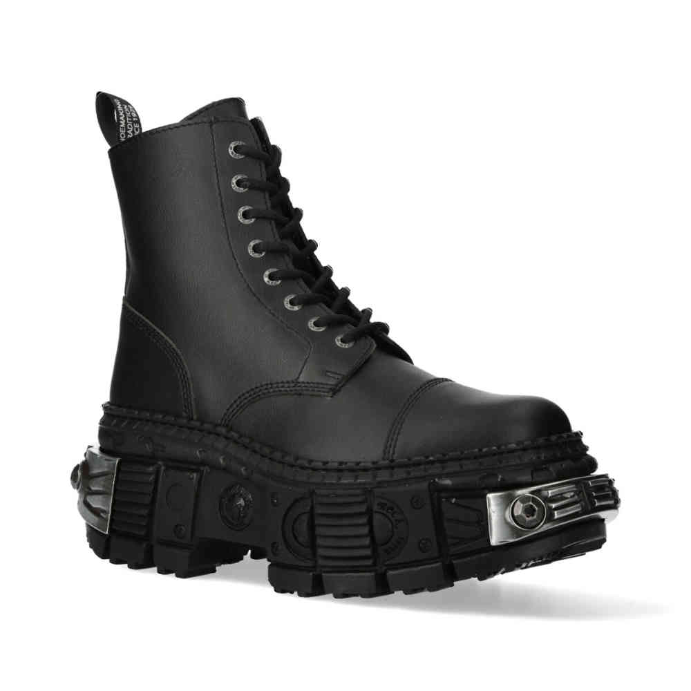 New Rock - M-WALL083C-V2 Bottes de plate-forme - Noir